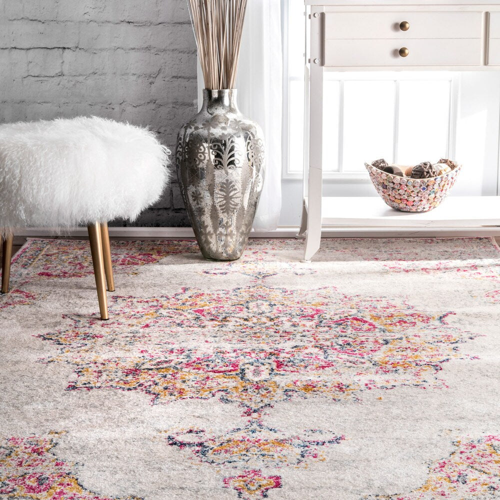 Vintage Persian Floral Pink Soft Area Rug