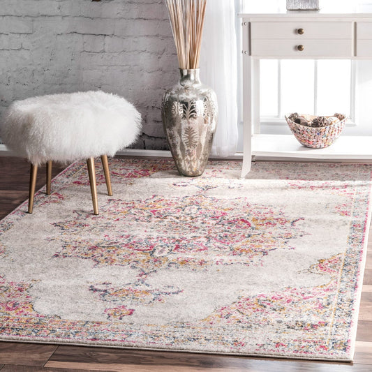 Vintage Persian Floral Pink Soft Area Rug