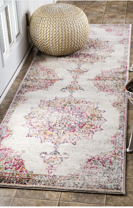 Vintage Persian Floral Pink Soft Area Rug