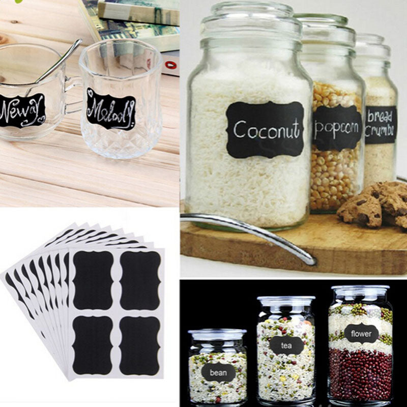 Fancy Black Board Kitchen Decal  Jar Labels - 36pcs