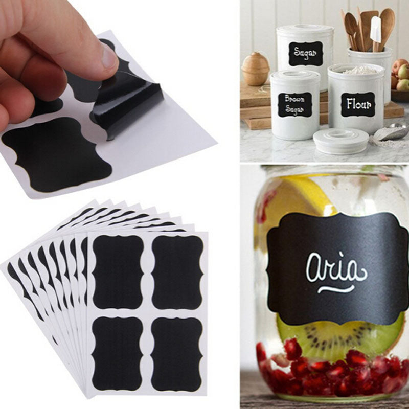 Fancy Black Board Kitchen Decal  Jar Labels - 36pcs