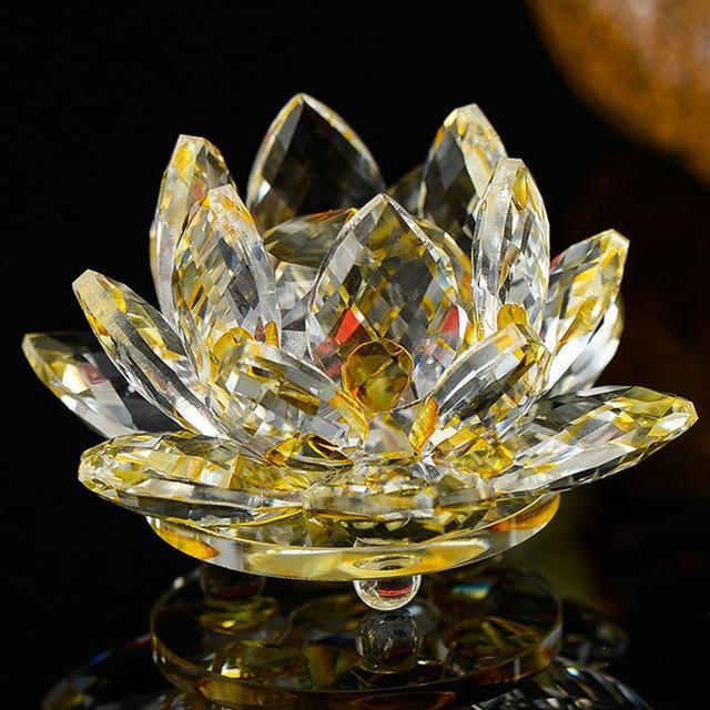 Home Decor Glass Quartz Crystal Lotus Flower