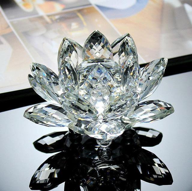 Home Decor Glass Quartz Crystal Lotus Flower