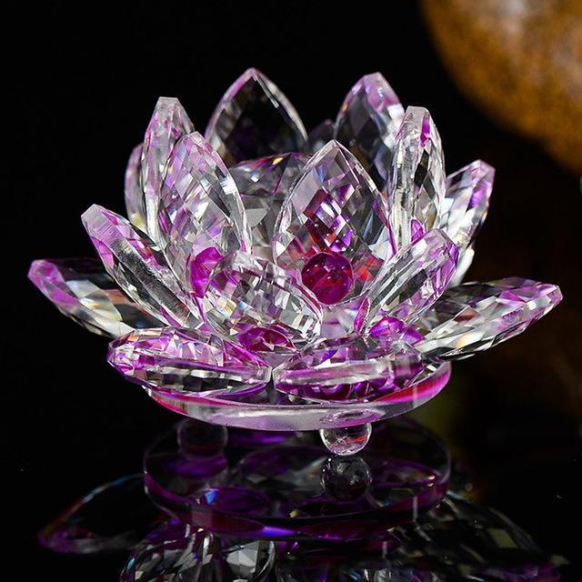 Home Decor Glass Quartz Crystal Lotus Flower
