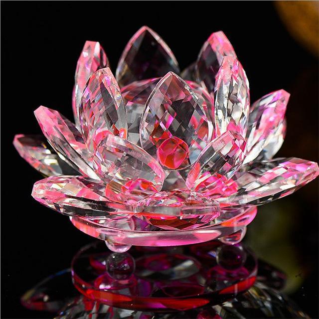 Home Decor Glass Quartz Crystal Lotus Flower